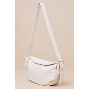Lulus On-the-go Babe Ivory Crossbody Buckle Bag White - Size One Size